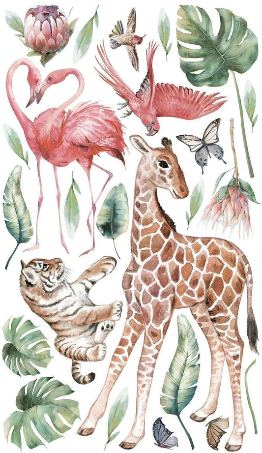 GIRAFFE SAFARI Wall decal for kids safari nursery decor hand painted watercolor