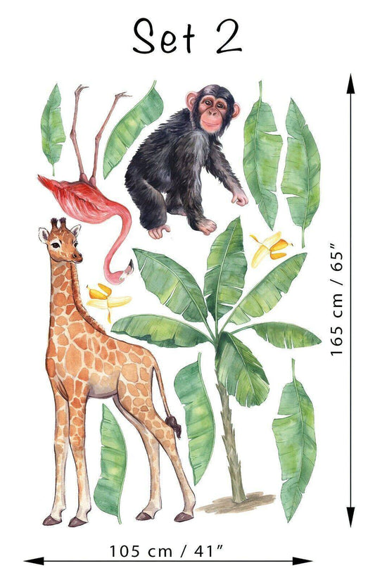 Big Wall sticker Set for kids, safari animals, Wall Decal, Cub, Giraffe, Africa