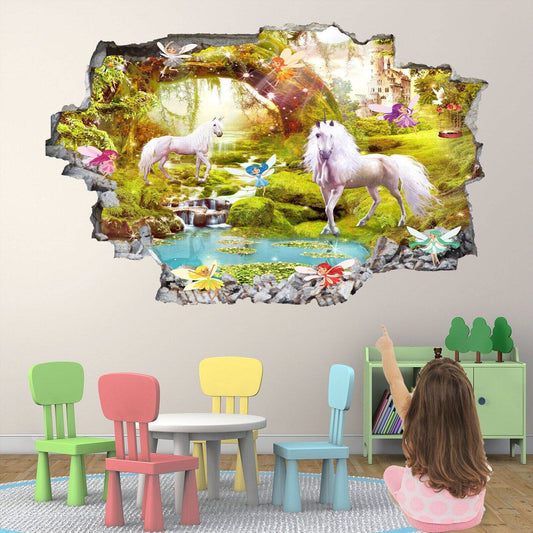 Unicorn Enchanted Forest Wall Art for Girls' Bedroom