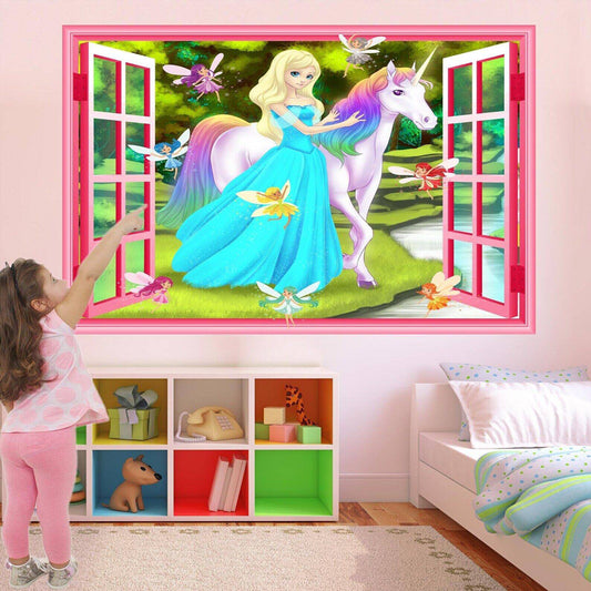 Unicorn Princess Fairies Wall Decal Sticker Mural Poster Print Art Kids Girls