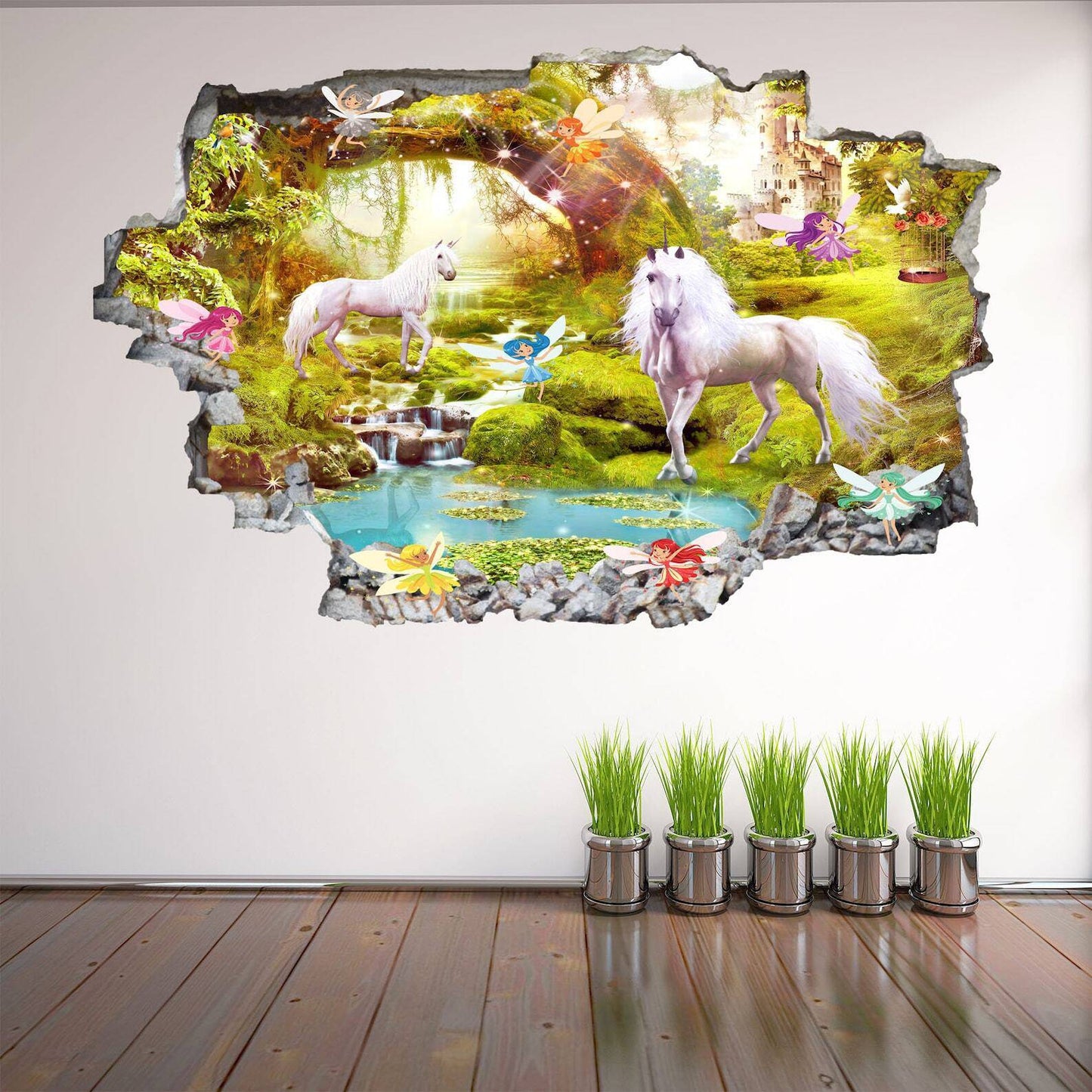 Unicorn Enchanted Forest Wall Art for Girls' Bedroom