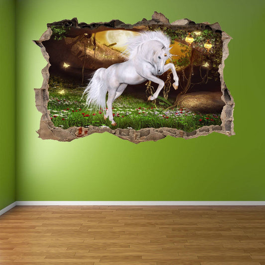Unicorn Enchanted Forest Wall Sticker Mural for Girls