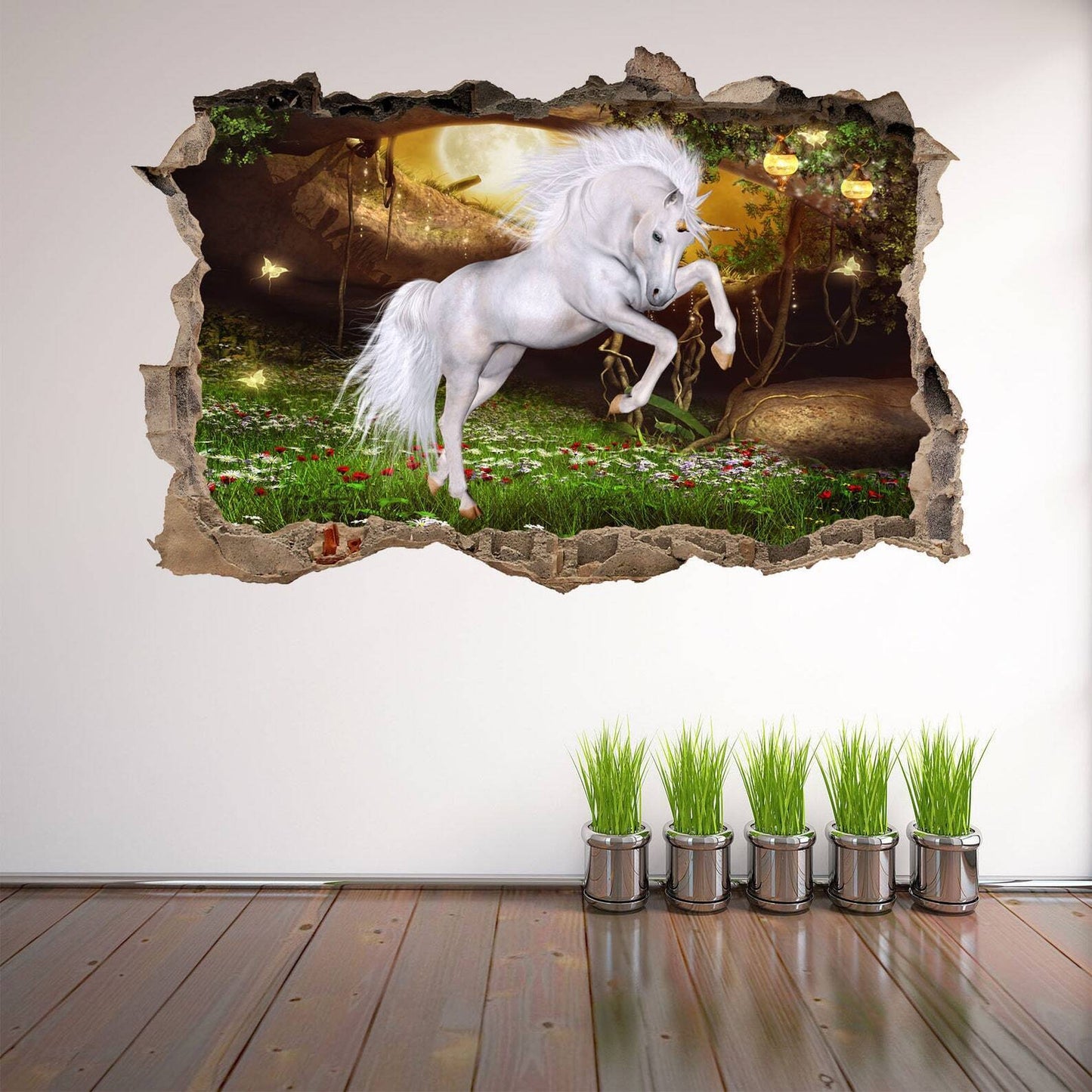 Unicorn Enchanted Forest Wall Sticker Mural for Girls