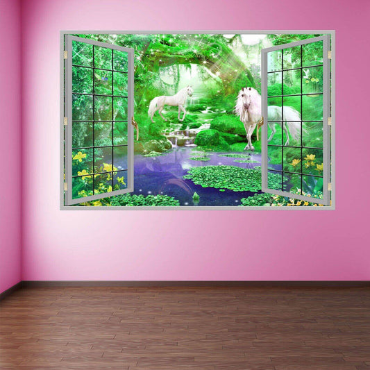 Unicorn Fairy Forest Fantasy Wall Decal Sticker Mural Poster Print Art Kids Girl