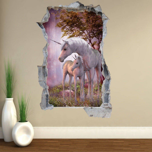Unicorn Enchanted Forest Fantasy Wall Sticker Mural Decal Print Art Kids Girls