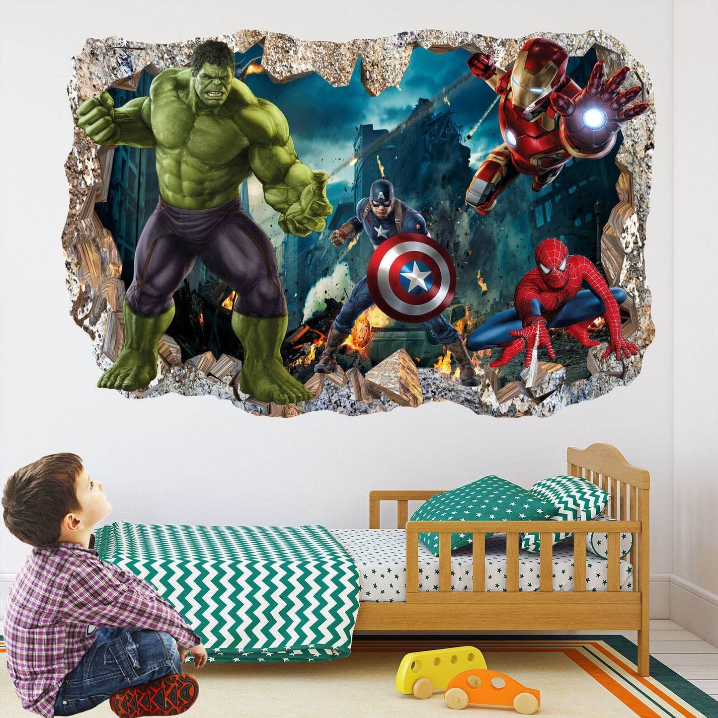 Spiderman, Iron Man, Hulk & Cap Wall Vinyl Art