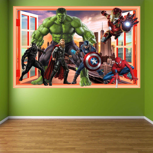 Avengers Wall Decals: Spiderman, Iron Man, Hulk, Cap