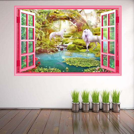 Unicorn Fairy Forest Fantasy Wall Decal Sticker Mural Poster Print Art Kids Girl
