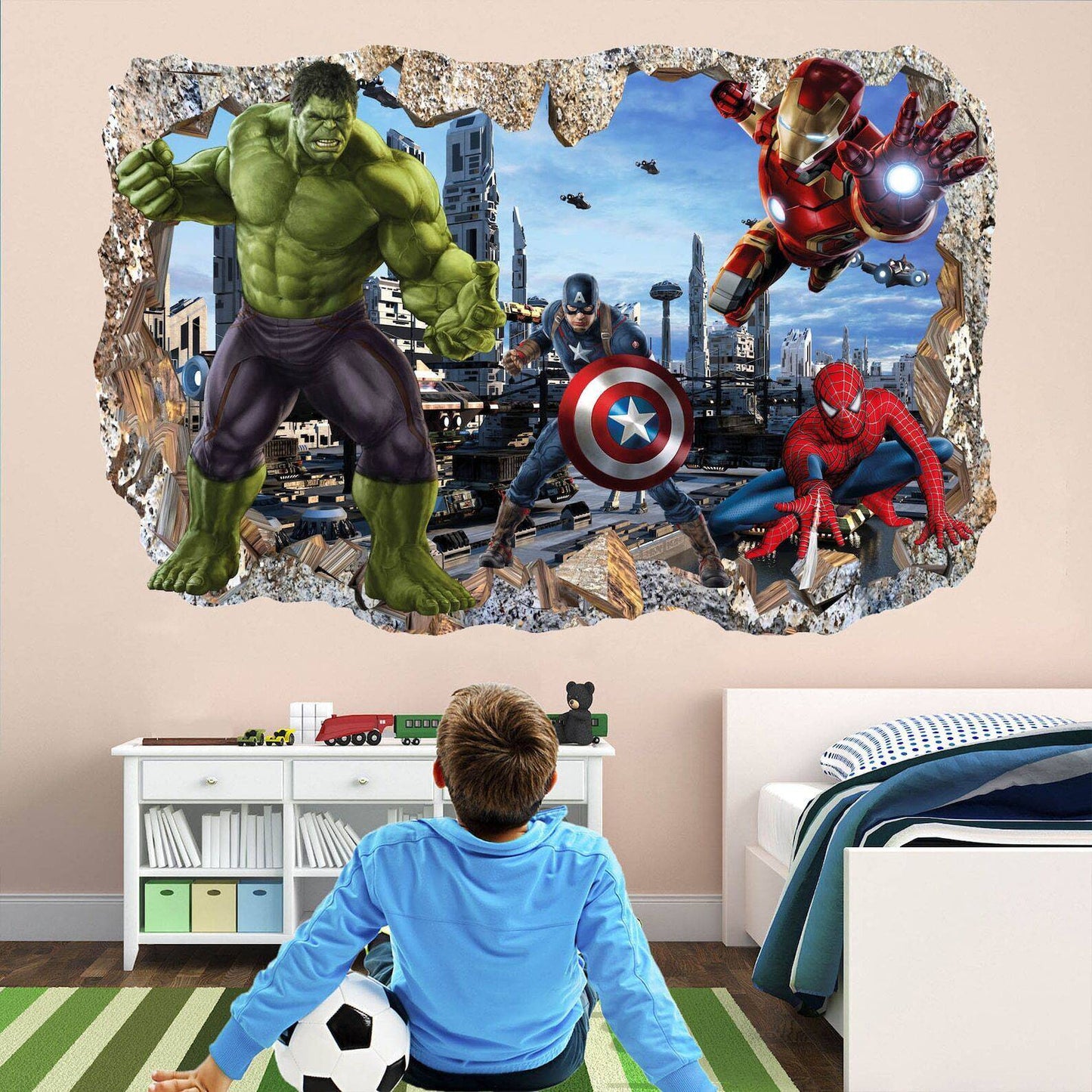 Spiderman, Iron Man, Hulk & Cap Wall Appliques