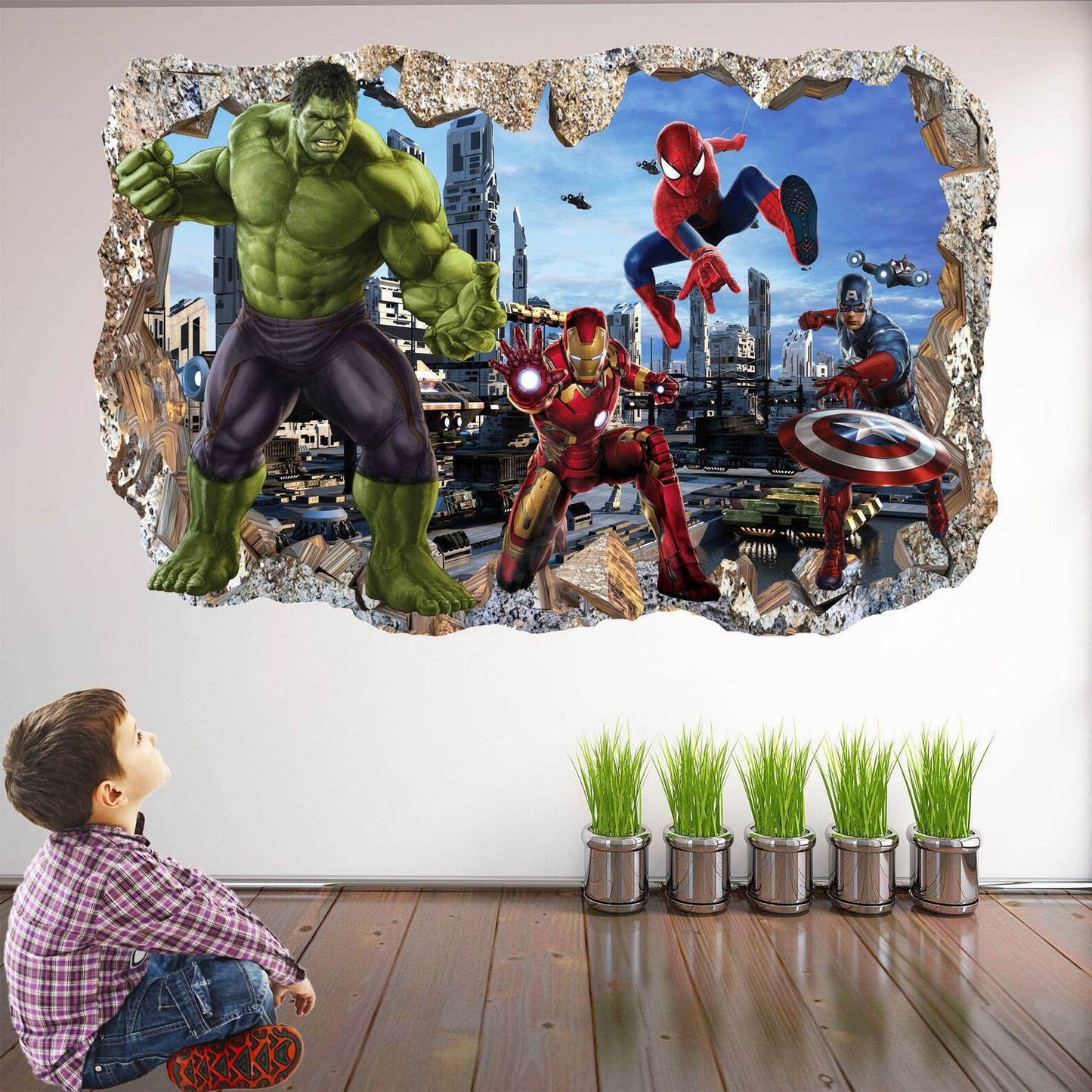 Superhero Wall Murals: Spiderman, Iron Man, Hulk
