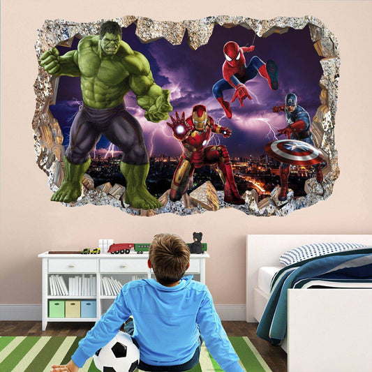 Hulk, Cap, Spiderman & Iron Man Wall Decor Stickers