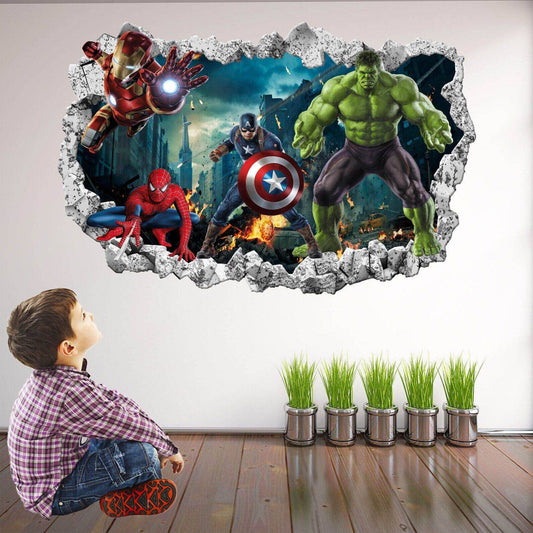 Spiderman, Iron Man, Hulk & Cap Wall Art Prints