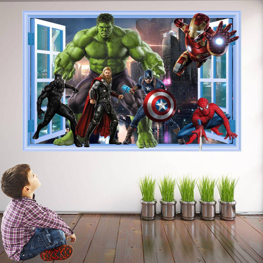 Spiderman, Iron Man, Hulk & Cap Wall Decal Set