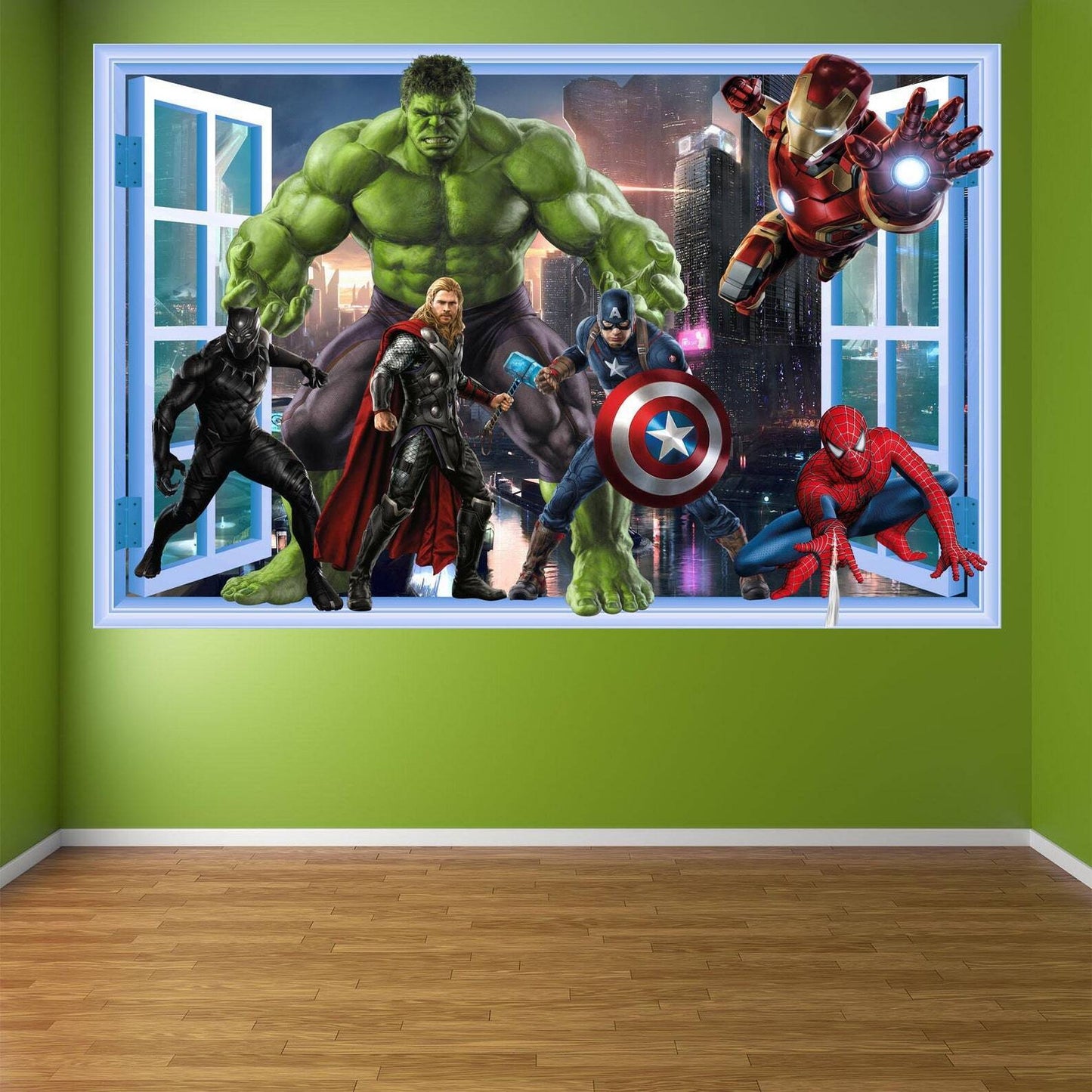 Spiderman, Iron Man, Hulk & Cap Wall Decal Set