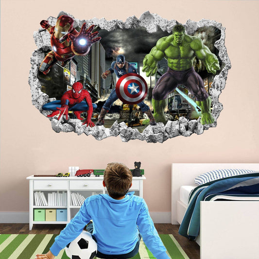 Superhero Wall Decal Sticker Mural Poster Print Art Spiderman Iron Man Hulk