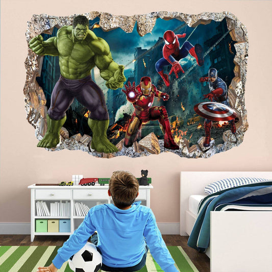 Superhero Wall Decal Sticker Mural Poster Print Art Spiderman Iron Man Hulk