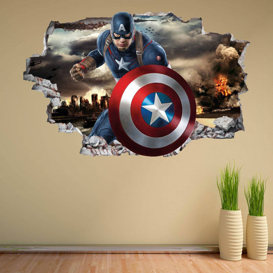 Captain America Superhero Wall Decal Sticker Mural Poster Print Art Home Office