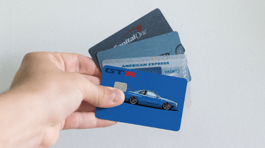 Watercolor r34 gt- r design credit card skin for nursery and home wall decor.