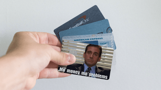 Watercolor mo money mo problems credit card skin for nursery and home wall decor.
