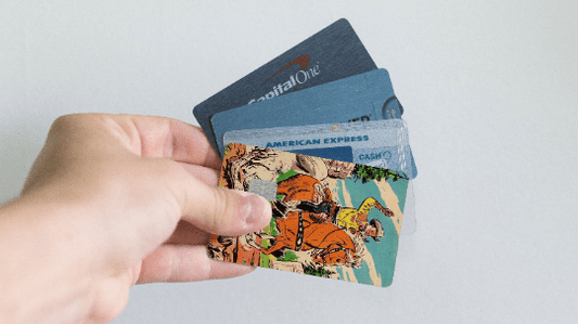 Watercolor vintage cowboy credit card skin for nursery and home wall decor.