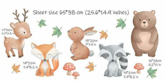 Forest Animals Nursery Wall Decal Sticker, Woodland Animals Wall Decal