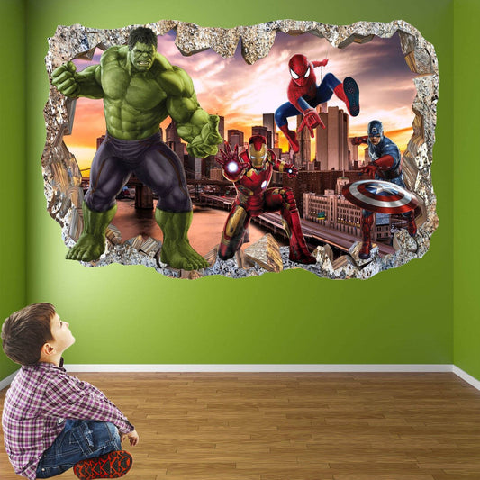 Superhero Wall Art Prints: Spiderman, Iron Man, Hulk, Captain America, Avengers