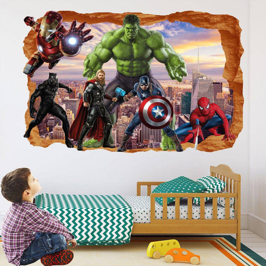 Superhero Art Prints: Spiderman, Iron Man, Hulk, Captain America, Thor Decals