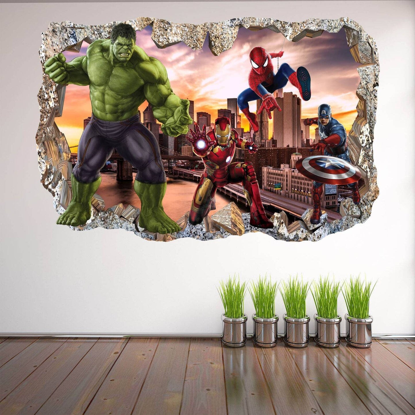 Superhero Wall Art Prints: Spiderman, Iron Man, Hulk, Captain America, Avengers