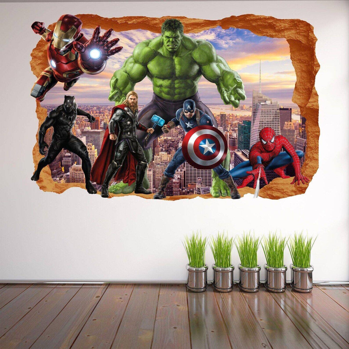 Superhero Art Prints: Spiderman, Iron Man, Hulk, Captain America, Thor Decals