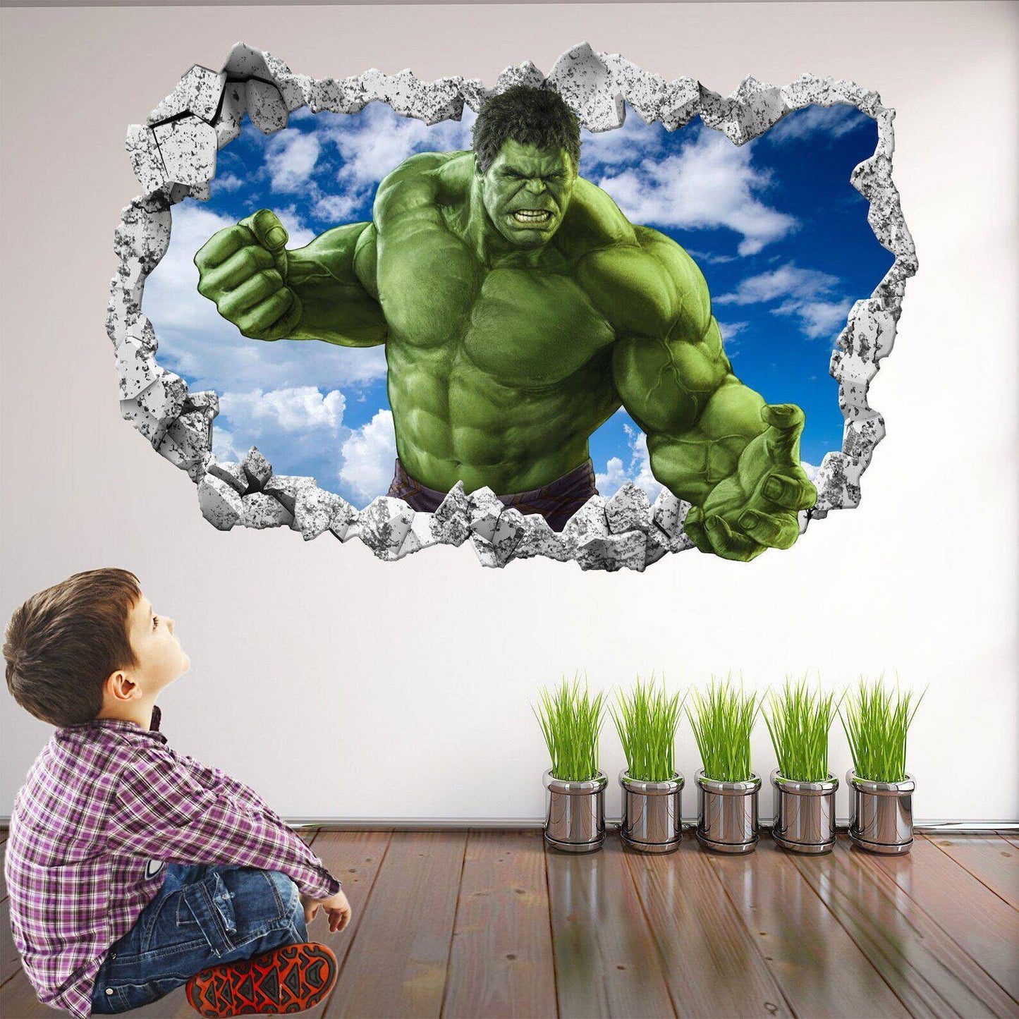 Marvel Hulk Wall Art: Superhero Decal Sticker Mural Print for Avengers Fans