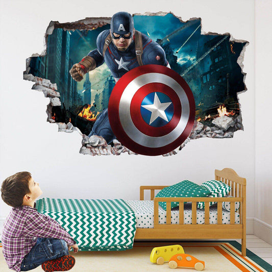 Marvel Captain America Wall Art: Superhero Decal Sticker Mural Poster Print