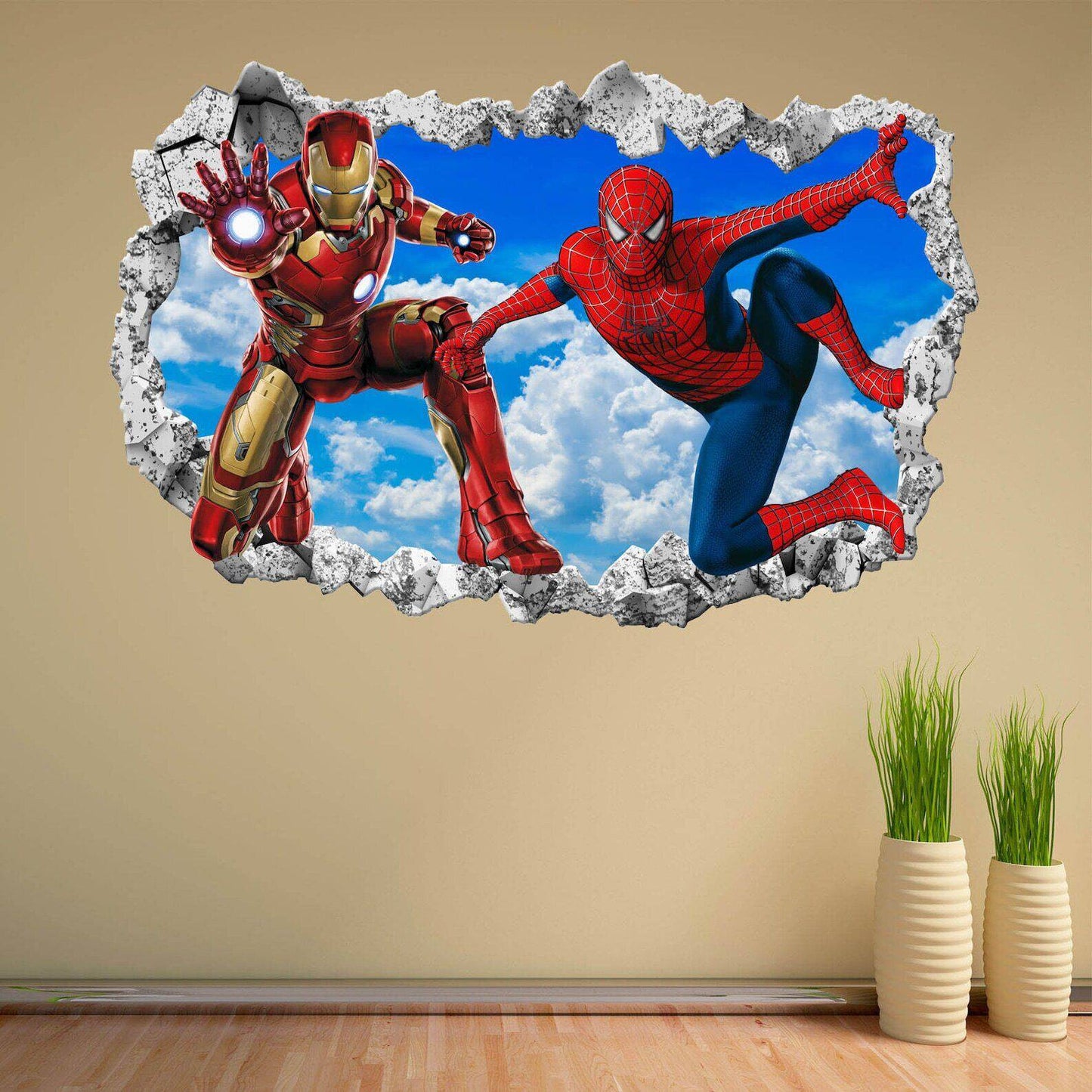 Marvel Superhero Wall Decals: Spiderman & Iron Man for Kids' Bedroom Decor