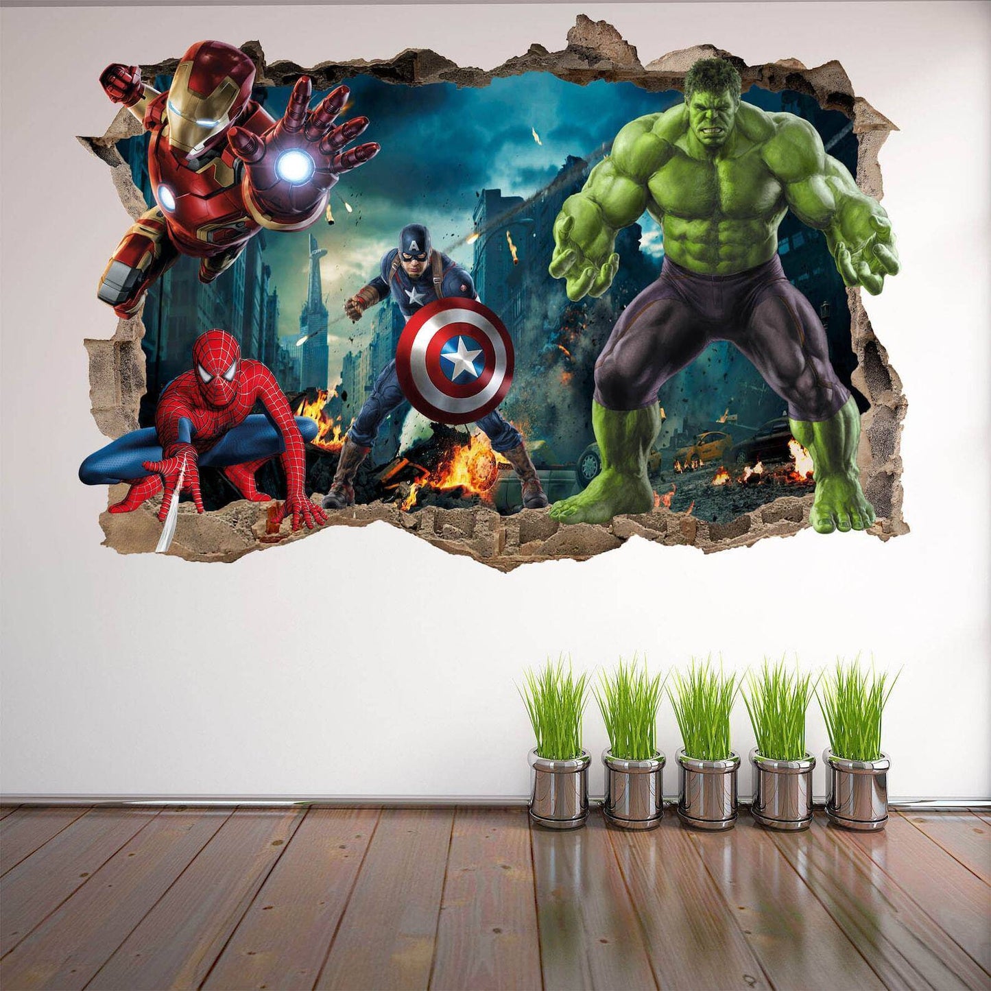 Marvel Superhero Wall Decals: Spiderman, Iron Man, Hulk & Captain America