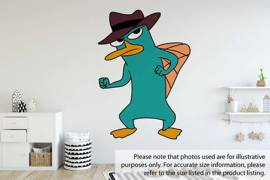 Watercolor perry the playtpus childrens kids nursery wall stickers bedroom decal art vinyl for nursery and home wall decor.