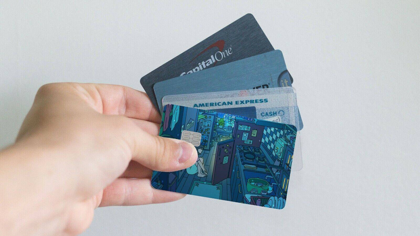 Blue Kitchen Anime Credit Card Skin