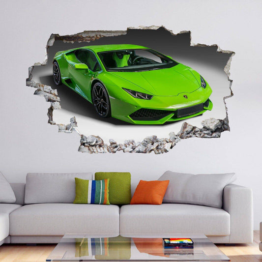 Supercar Green Sports Car Wall Sticker Mural Decal Poster Print Art Kids Bedroom
