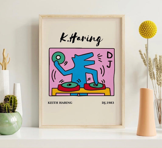 DJ Dog Print Inspired by Keith Haring