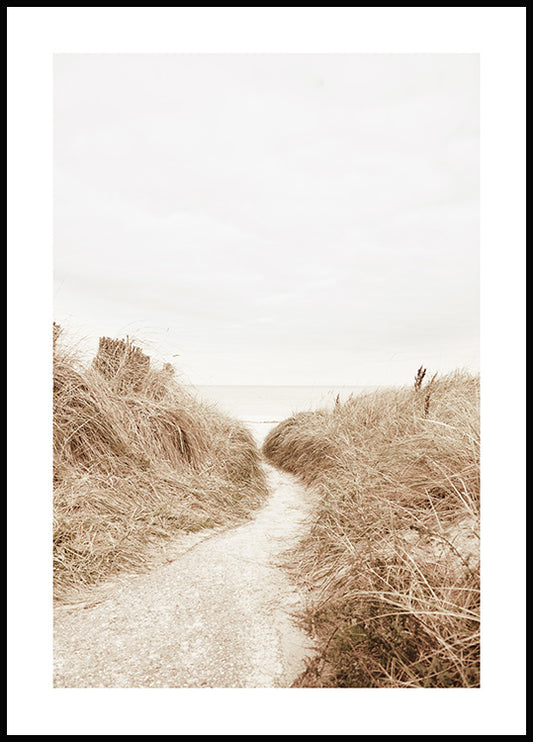 Watercolor walk to the beach poster for nursery and home wall decor.