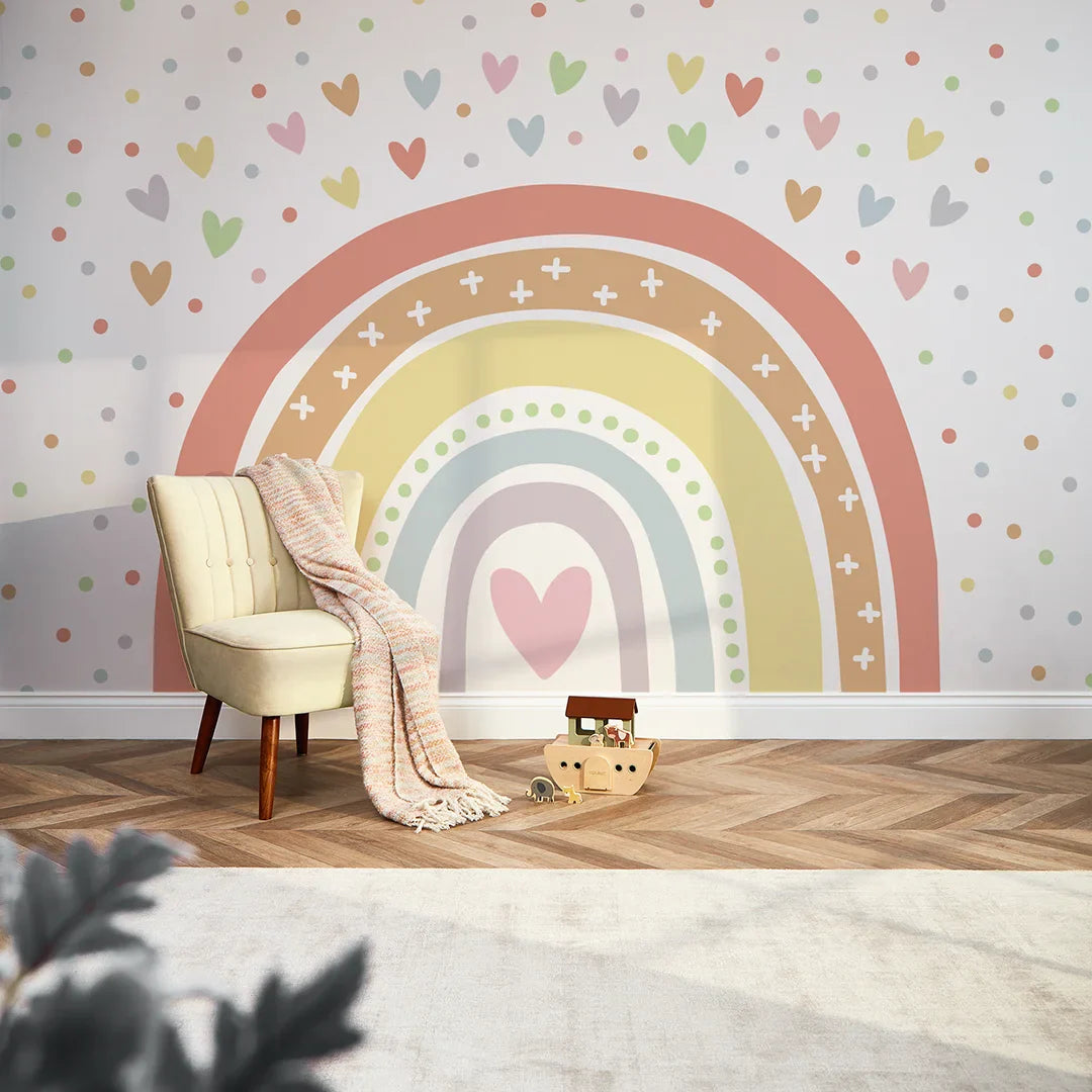 Rainbow Pastel Over The Rainbow Mural - High Quality Wallpaper by Wonderwallsboutique