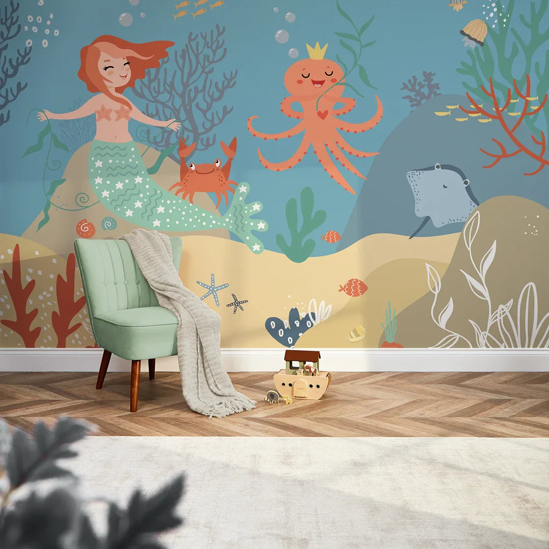 Multicolored Mermaid Princess Wall Mural