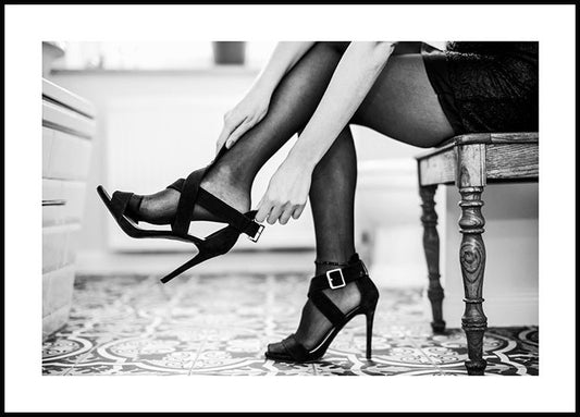 Watercolor high heels poster for nursery and home wall decor.