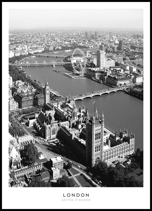 Watercolor london view poster for nursery and home wall decor.