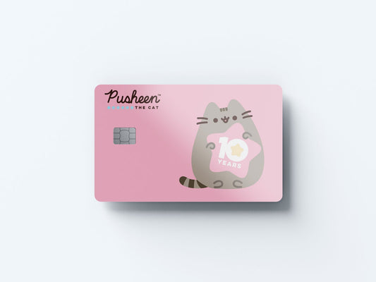 10 Years of Pusheen Pink Design | Credit Card Sticker | Small Chip | Credit Card Skin