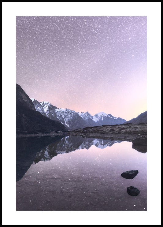 Watercolor reflections by night poster for nursery and home wall decor.