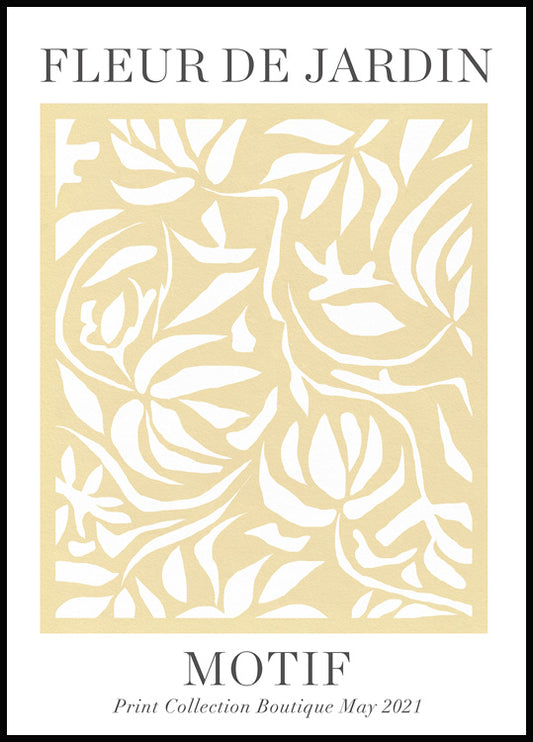 Watercolor fleur de jardin motif poster for nursery and home wall decor.