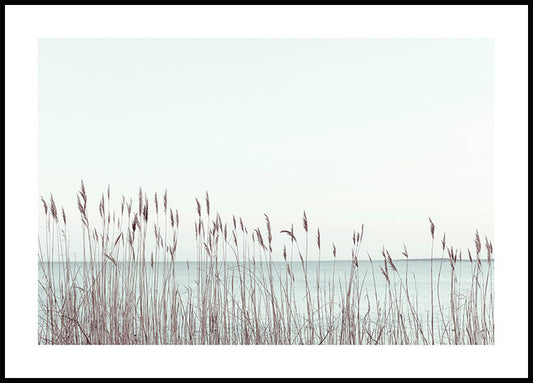 Watercolor calm water landscape poster for nursery and home wall decor.