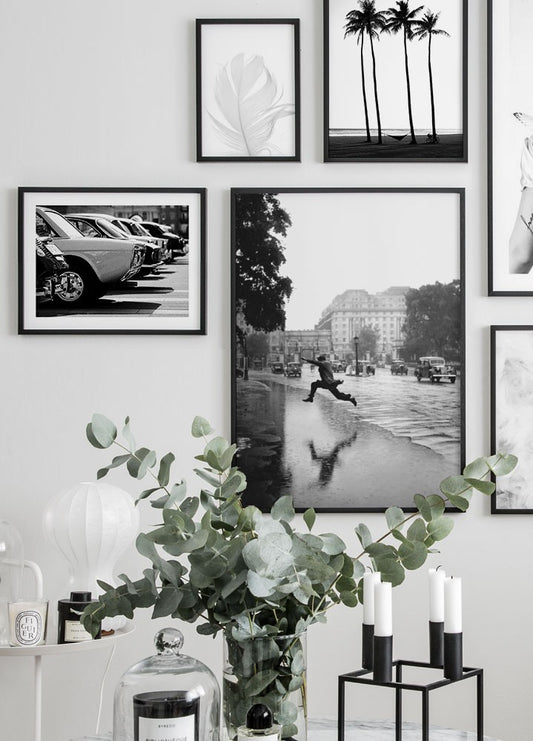 Watercolor vintage cars poster for nursery and home wall decor.