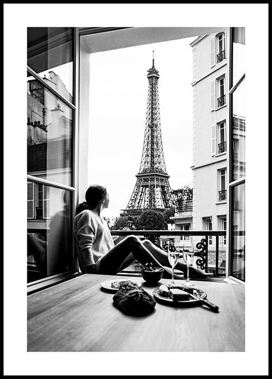 Watercolor paris view poster for nursery and home wall decor.