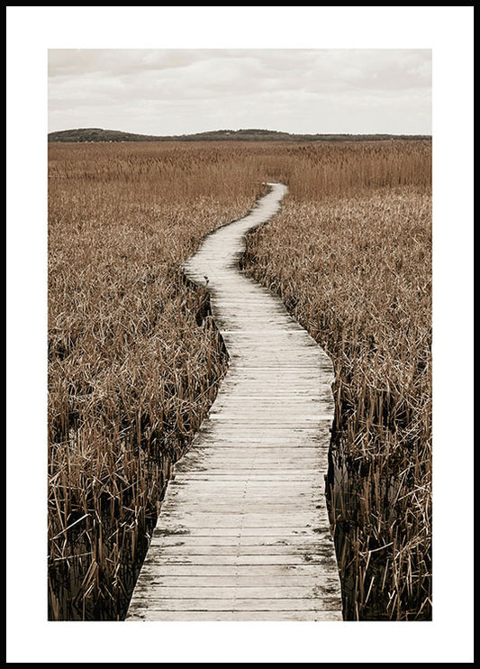 Watercolor winding boardwalk poster for nursery and home wall decor.