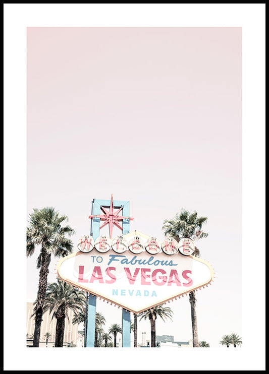 Watercolor las vegas sign poster for nursery and home wall decor.